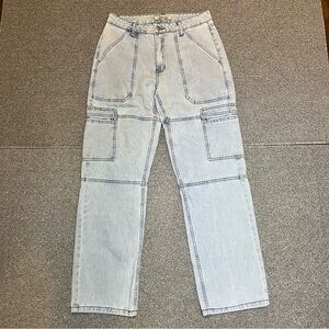 Love Cult Denim Cargo Jeans Womens Size 10 Double Knee Zip Pockets Y2K Skater